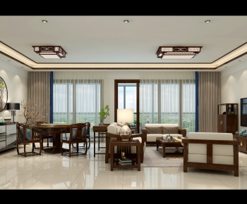 New Chinese Style A Living Room-ID:344121931