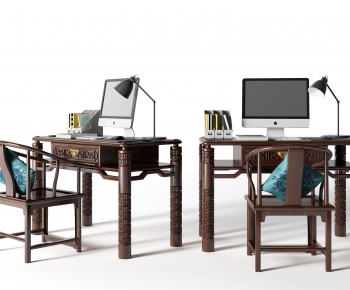 Chinese Style Computer Desk And Chair-ID:943059988