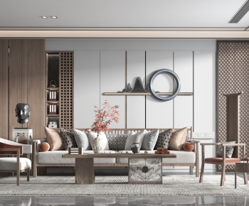 New Chinese Style A Living Room-ID:455029964