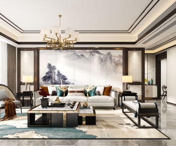 New Chinese Style A Living Room-ID:197068932