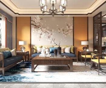 New Chinese Style A Living Room-ID:726394896