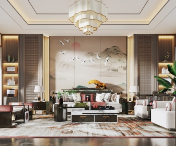 New Chinese Style A Living Room-ID:318075901