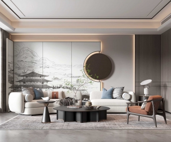 New Chinese Style A Living Room-ID:638885022