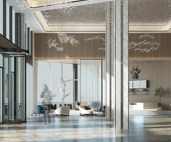 现代酒店会所大堂大厅3D模型