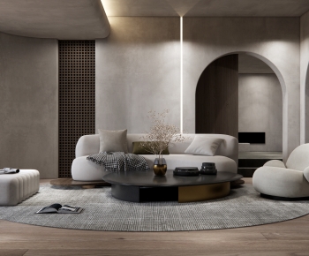 Wabi-sabi Style A Living Room-ID:987595085