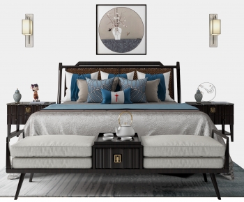 New Chinese Style Double Bed-ID:163111937