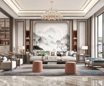 New Chinese Style A Living Room-ID:826333058