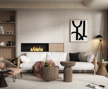 Modern Wabi-sabi Style A Living Room-ID:377616885