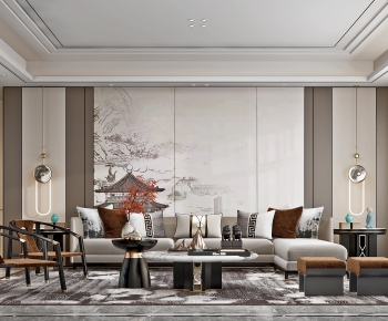 New Chinese Style A Living Room-ID:469329124