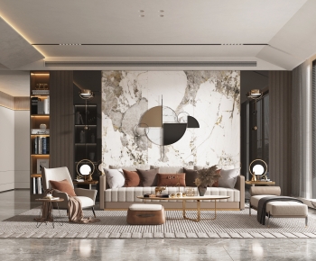 Modern Wabi-sabi Style A Living Room-ID:445348021