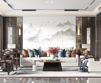 New Chinese Style A Living Room-ID:112593898