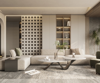 Modern Wabi-sabi Style A Living Room-ID:251043081