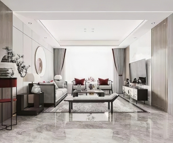 New Chinese Style A Living Room-ID:981854929