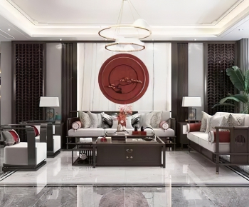 New Chinese Style A Living Room-ID:367695091