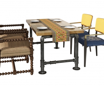 Industrial Style Dining Table And Chairs-ID:400609978