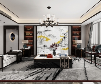 New Chinese Style A Living Room-ID:911348109