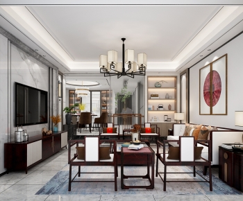 New Chinese Style A Living Room-ID:485784055