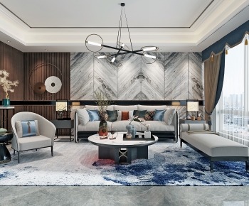 New Chinese Style A Living Room-ID:733234883