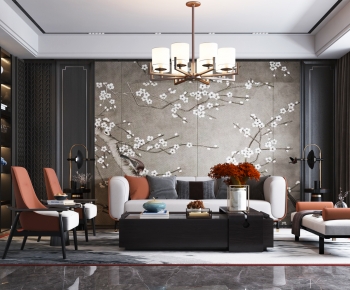 New Chinese Style A Living Room-ID:139091019