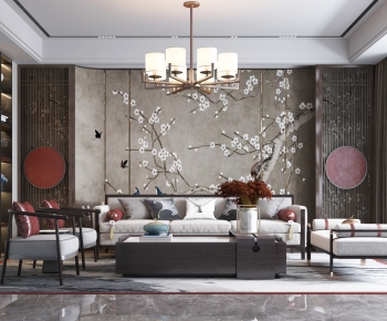 New Chinese Style A Living Room-ID:938200958