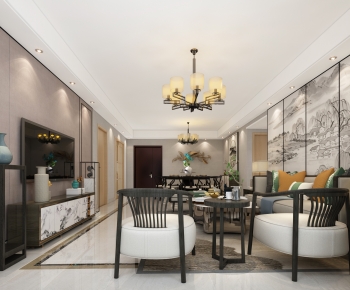 New Chinese Style A Living Room-ID:868418934