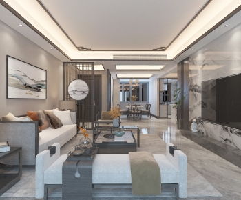 New Chinese Style A Living Room-ID:363924036