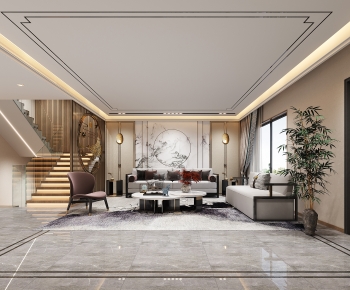 New Chinese Style A Living Room-ID:531389001