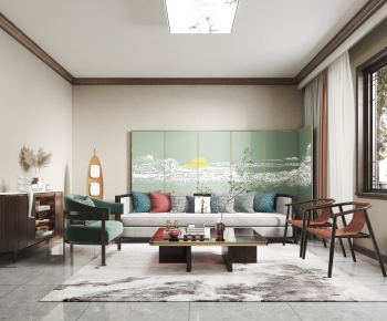 New Chinese Style A Living Room-ID:674182895