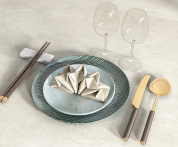 新中式餐具 餐盘 刀叉 酒杯-ID:196509417
