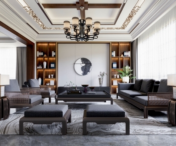 New Chinese Style A Living Room-ID:162247906