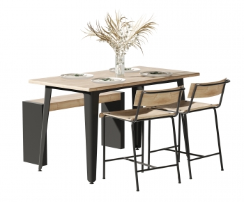 Industrial Style Dining Table And Chairs-ID:180270917