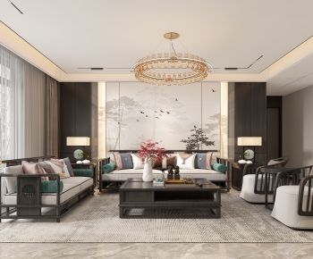 New Chinese Style A Living Room-ID:821625959