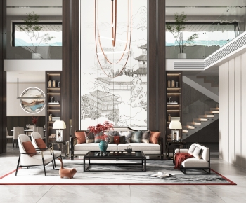 New Chinese Style A Living Room-ID:491599081