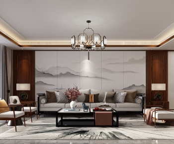 New Chinese Style A Living Room-ID:410485037