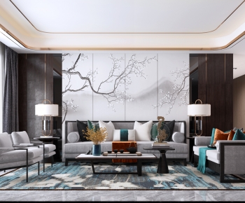 New Chinese Style A Living Room-ID:444025046