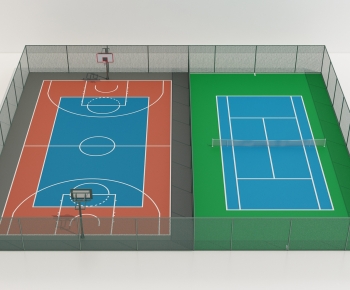 现代篮球场，网球场-ID:874178891