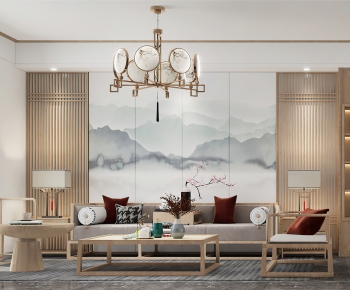 New Chinese Style A Living Room-ID:746023897