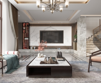 New Chinese Style A Living Room-ID:667479047