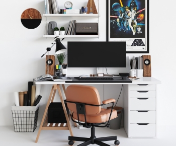 Modern Computer Desk And Chair-ID:473825932