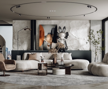 Modern Wabi-sabi Style A Living Room-ID:194325929