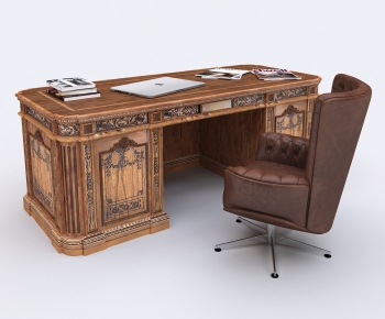European Style Computer Desk And Chair-ID:194463014