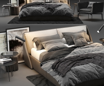 Modern Double Bed-ID:807374006