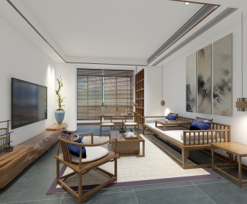 New Chinese Style A Living Room-ID:750019078