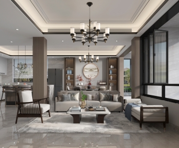 New Chinese Style A Living Room-ID:617908954