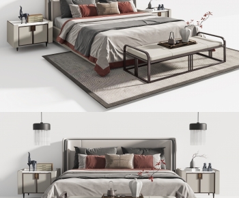 New Chinese Style Double Bed-ID:994719986