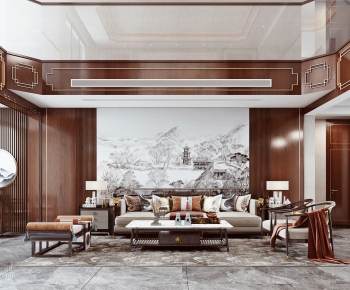 New Chinese Style A Living Room-ID:495636946