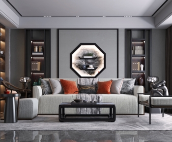 New Chinese Style A Living Room-ID:698122028