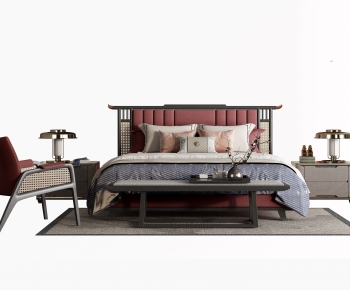 New Chinese Style Double Bed-ID:821342952