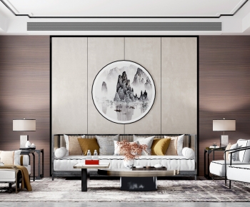 New Chinese Style A Living Room-ID:601119047