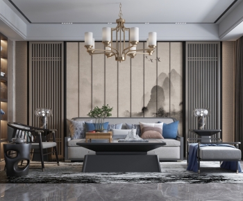 New Chinese Style A Living Room-ID:903249038